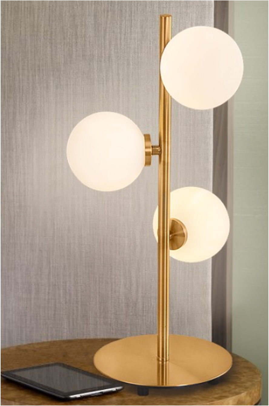 Tafellamp Infinity opaal glas | 3 lichts - Goud