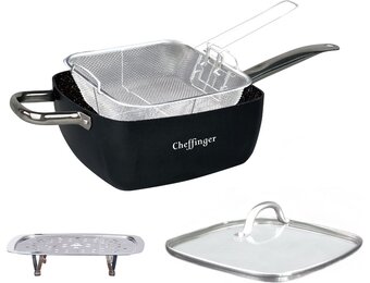 2 in 1 Vierkante Frituurpan 24 cm