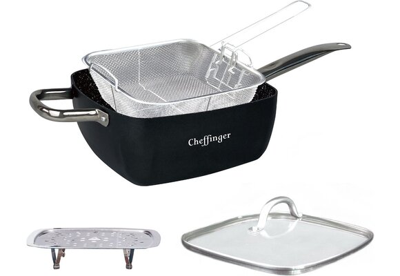 2 in 1 Vierkante Frituurpan 24 cm