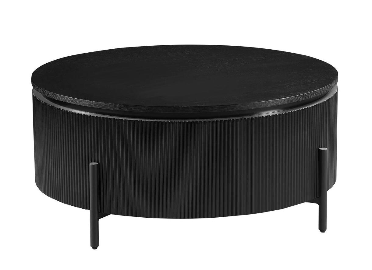 Salontafel Woodville Zwart Eiken Fineer | Ø100 cm