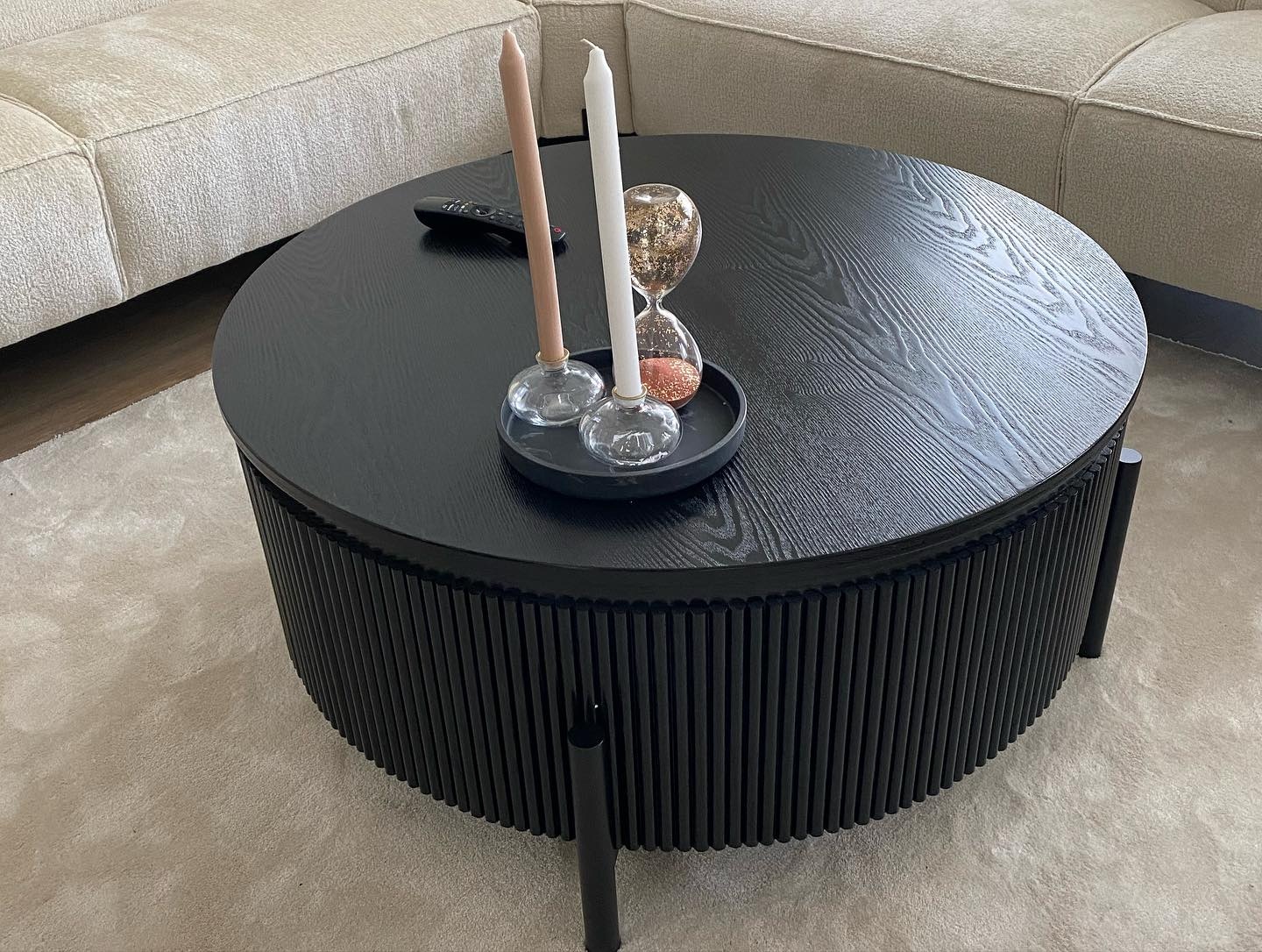 Salontafel Woodville Zwart Eiken Fineer | Ø100 cm