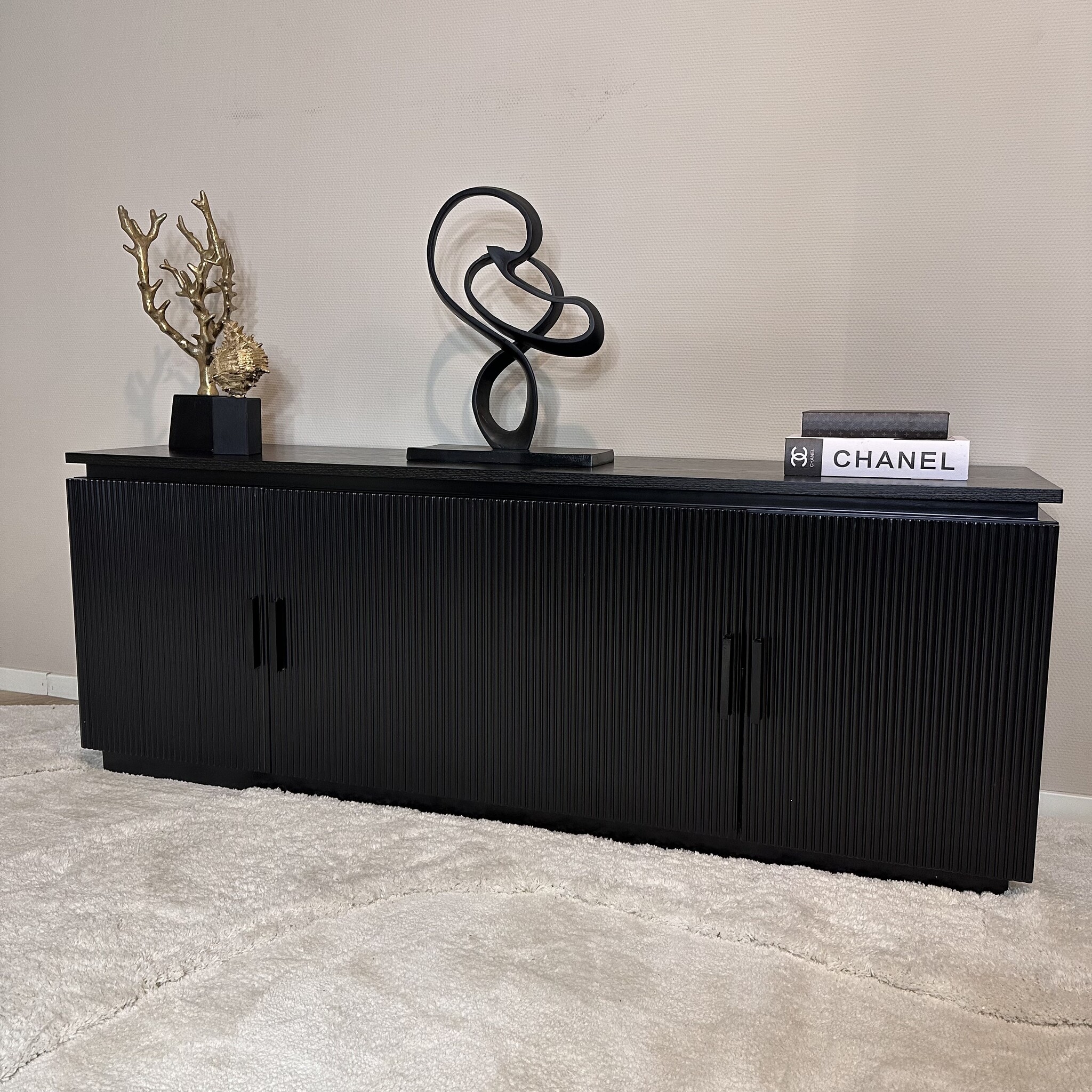 Tv-meubel Woodville | Zwart Eiken Fineer - 160 x 40 cm