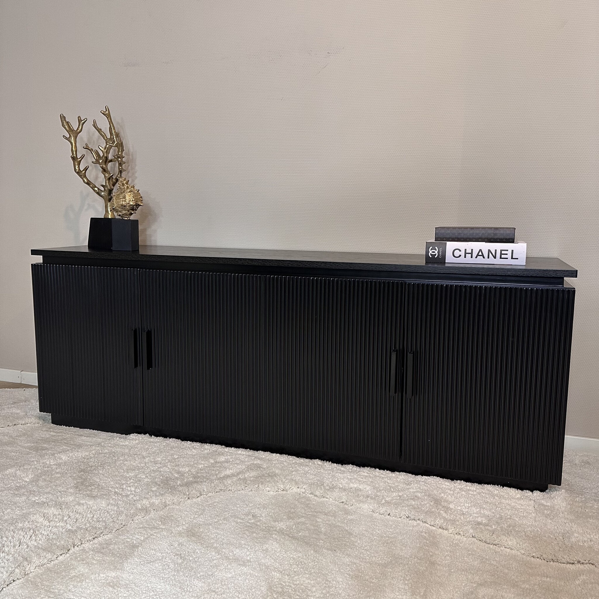 Tv-meubel Woodville | Zwart Eiken Fineer - 160 x 40 cm