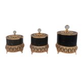 Bewaarpotten set van 3 - zwart/goud