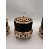 Bewaarpotten set van 3 - zwart/goud