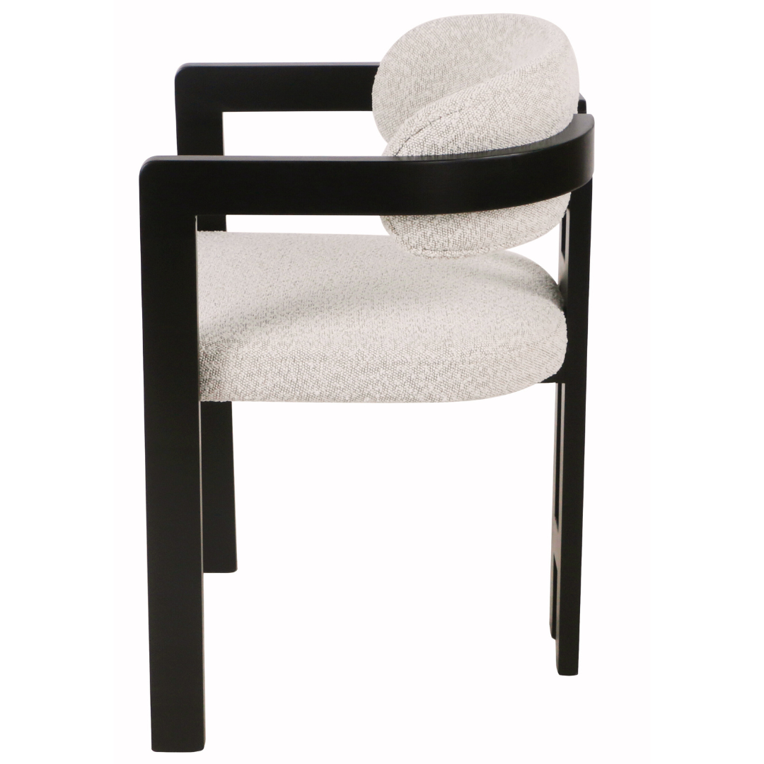 Eetkamerstoel Tribanto Bouclé Teddy stof - Zwart eikenhout