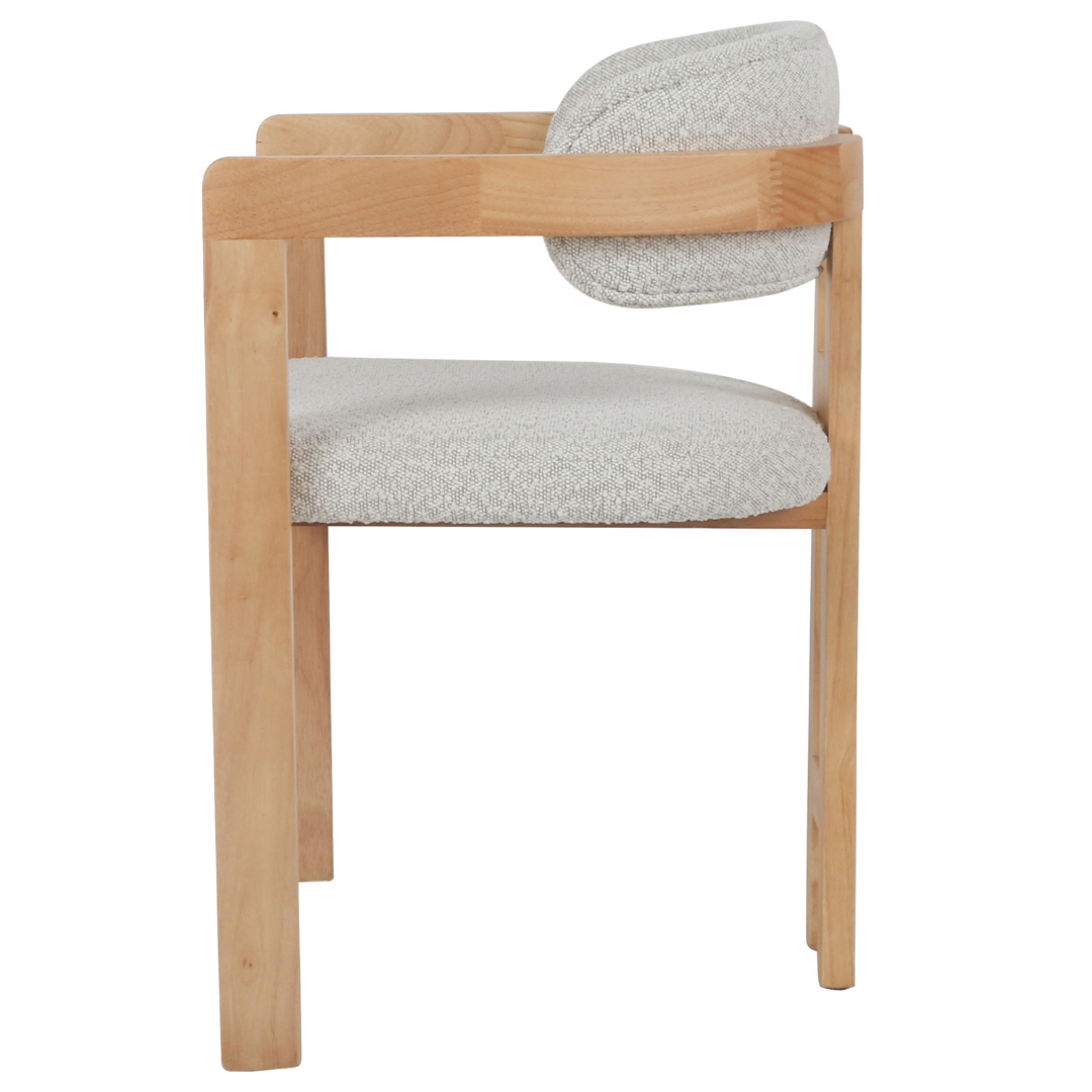 Eetkamerstoel Tribanto Bouclé Teddy stof - Licht eikenhout