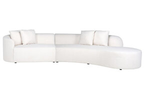 Zitbank Gusto met Ottomaan - Teddy stof Bouclé wit