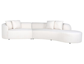 Zitbank Gusto met Ottomaan - Teddy stof Bouclé wit