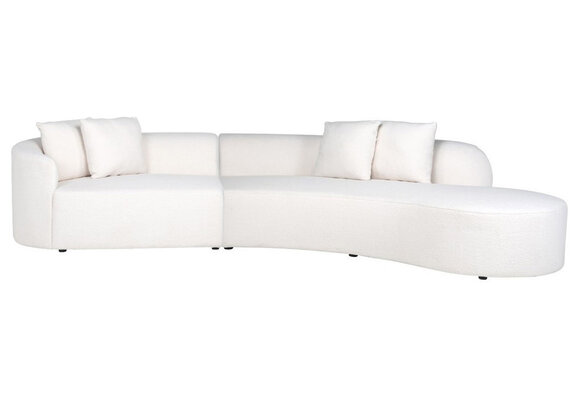 Zitbank Gusto met Ottomaan - Teddy stof Bouclé wit