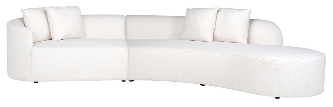 Zitbank Gusto met Ottomaan - Teddy stof Bouclé wit