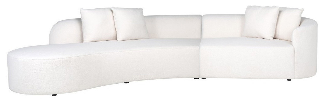 Zitbank Gusto met Ottomaan - Teddy stof Bouclé wit