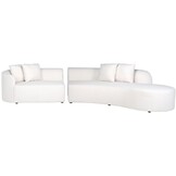 Zitbank Gusto met Ottomaan - Teddy stof Bouclé wit