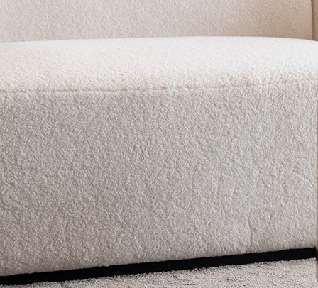 Zitbank Gusto met Ottomaan - Teddy stof Bouclé wit