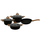 Pannenset Graniet 7-delig | Zwart/Goud