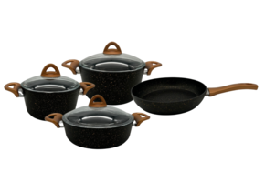 Pannenset Graniet 7-delig | Zwart/Goud
