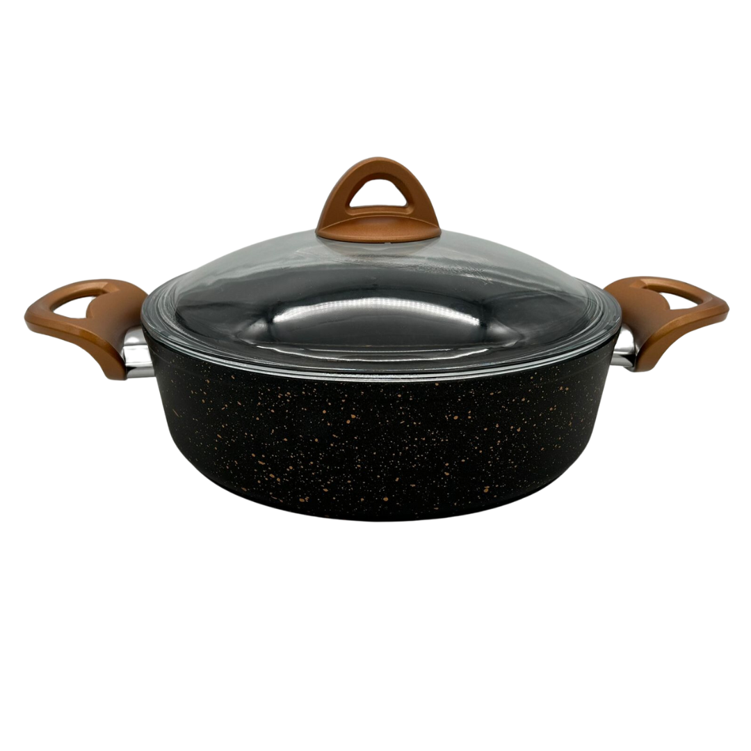 Pannenset Graniet 7-delig | Zwart/Goud