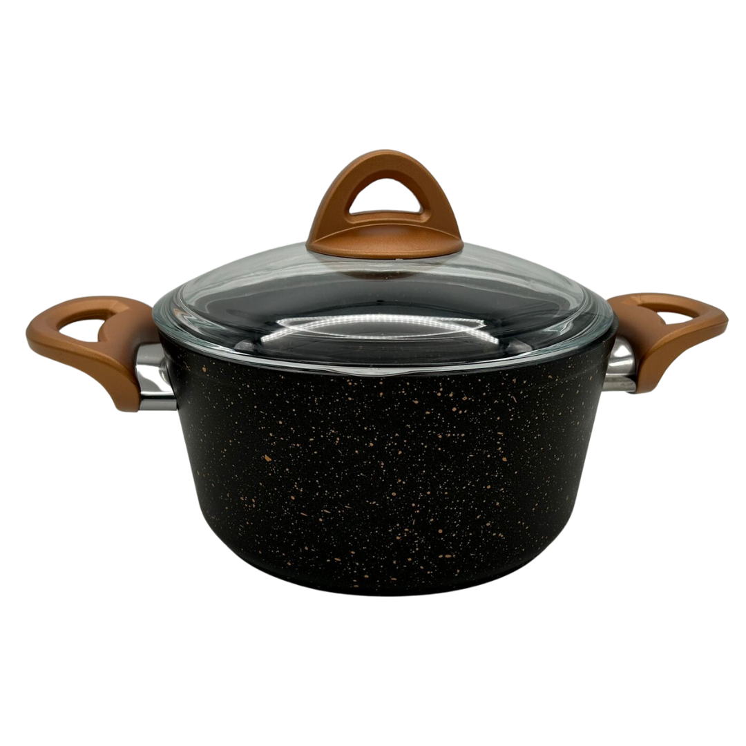 Pannenset Graniet 7-delig | Zwart/Goud