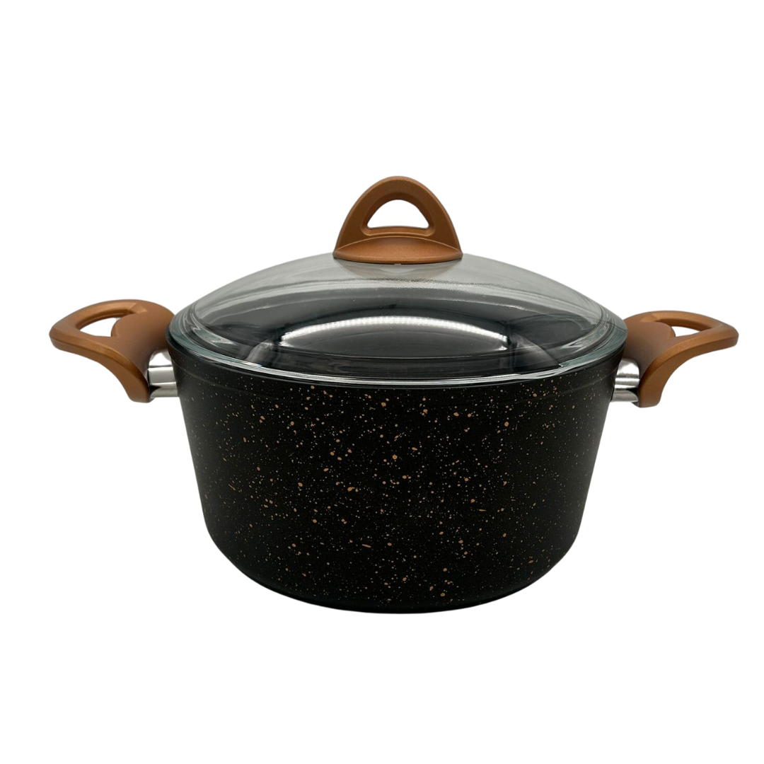 Pannenset Graniet 7-delig | Zwart/Goud