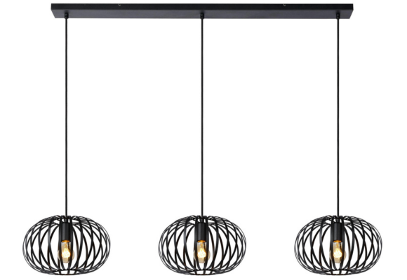 Hanglamp Cage 3 lichts - Zwart	| langwerpig