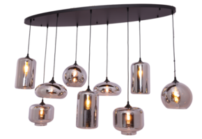 Hanglamp Mix Smoke glas  9 lichts - Ovaal