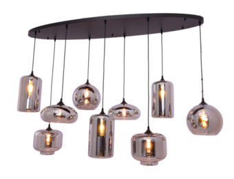 Hanglamp Mix Smoke glas  9 lichts - Ovaal