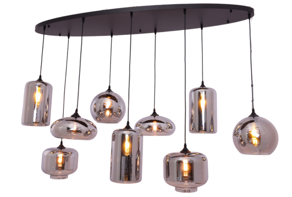 Hanglamp Mix Smoke glas 9 lichts - Ovaal