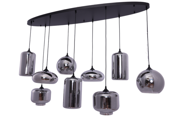 Hanglamp Mix Smoke glas 9 lichts - Ovaal
