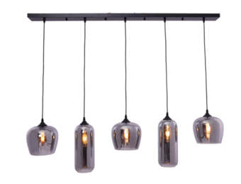 Hanglamp mix glas 5 lichts - langwerpig