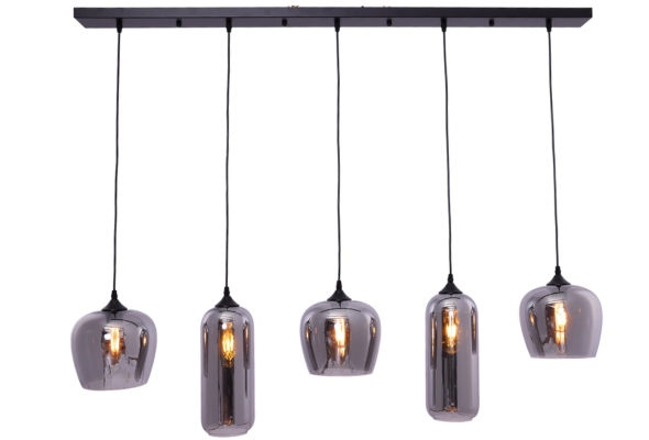 Hanglamp mix glas 5 lichts - langwerpig
