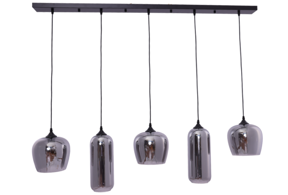 Hanglamp mix glas 5 lichts - langwerpig