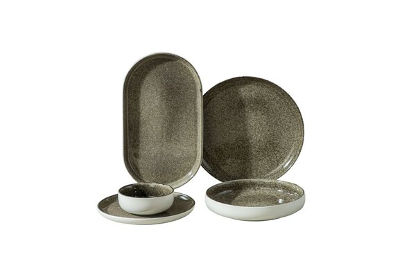 Bricard Pau serviesset 25-delig Bruin / Mat wit