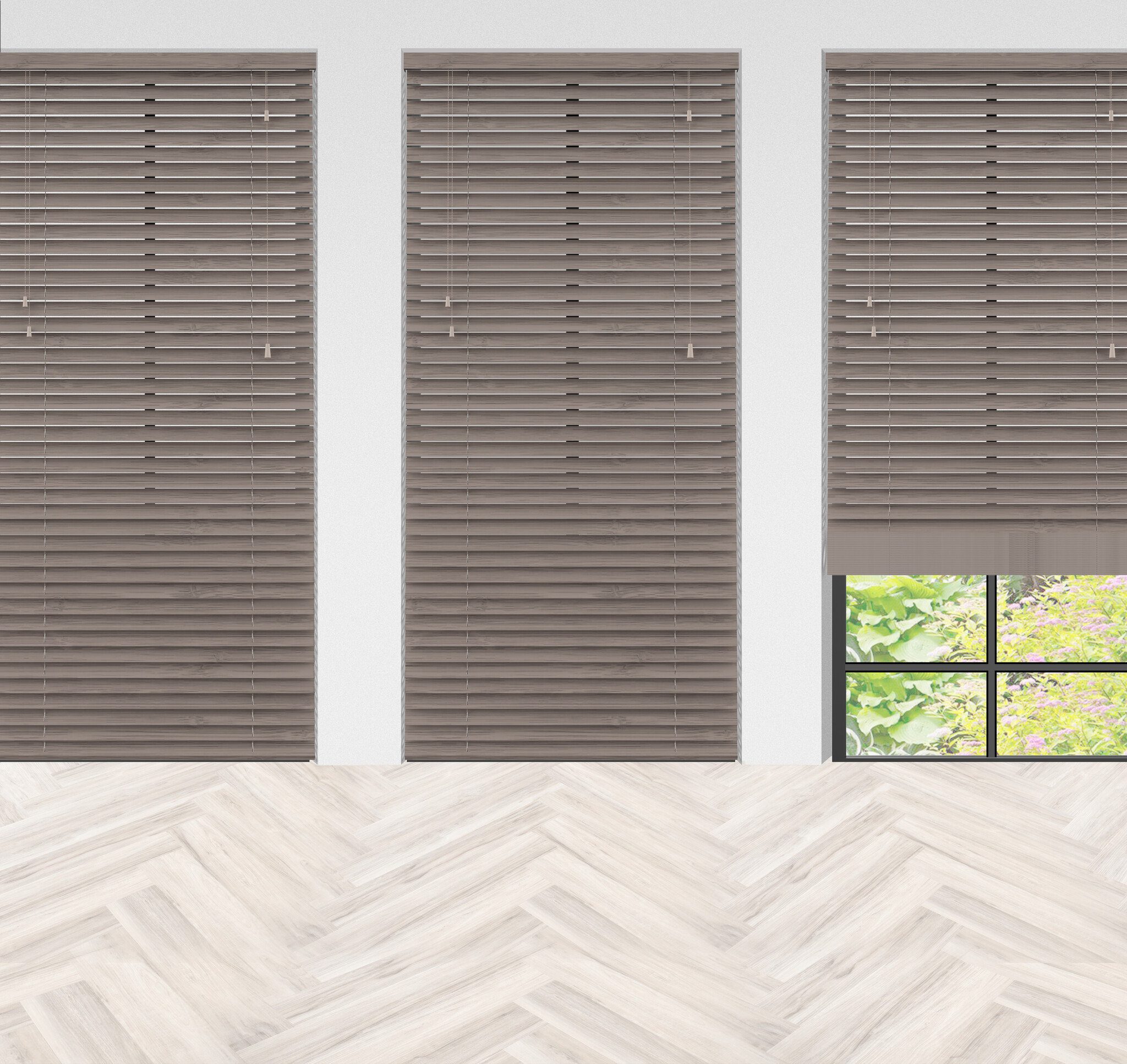 Bamboe jaloezie - Taupe met Nerf