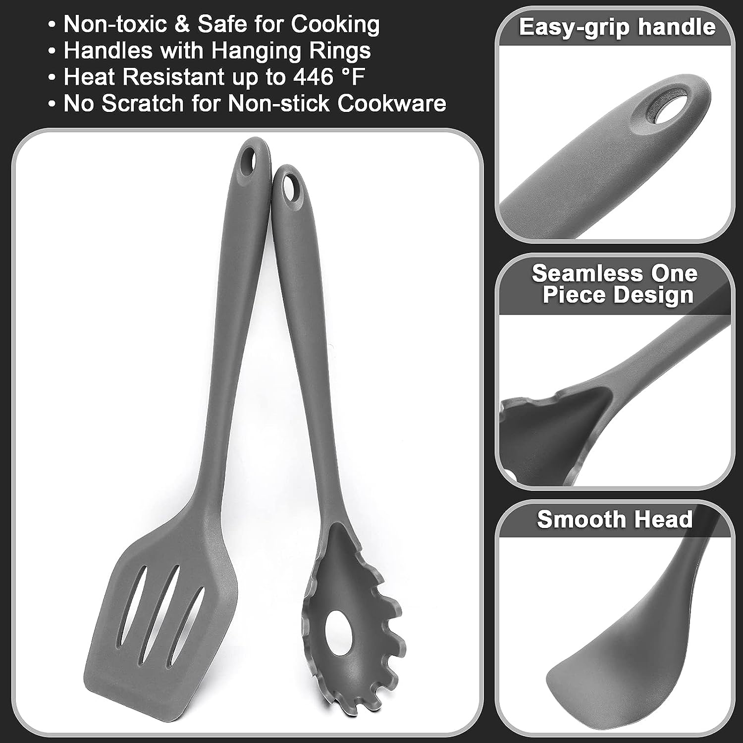 Keukengerei set met houder - 15 delig Grijs