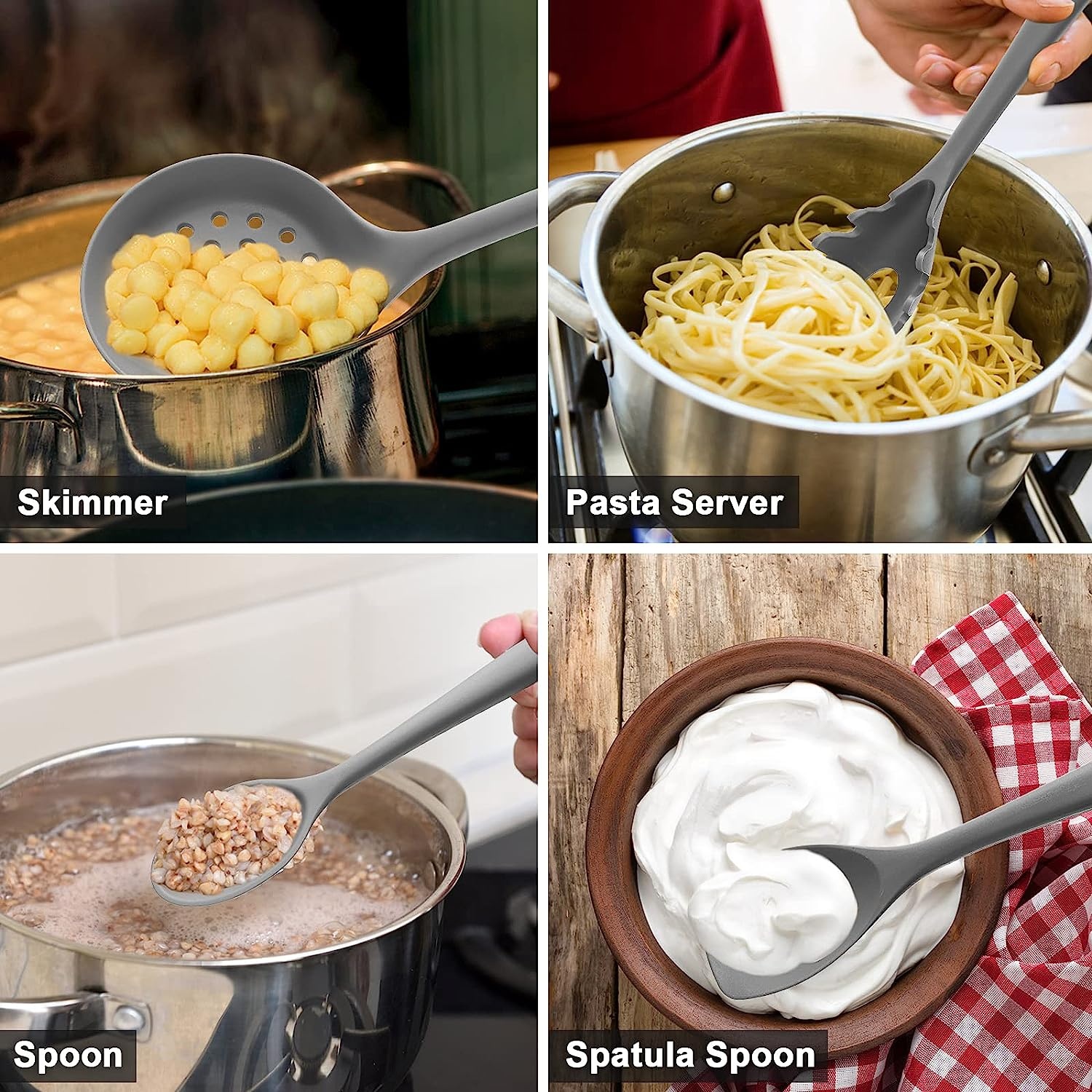 Keukengerei set met houder - 15 delig Zwart