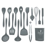 Keukengerei set met houder - 15 delig Zwart