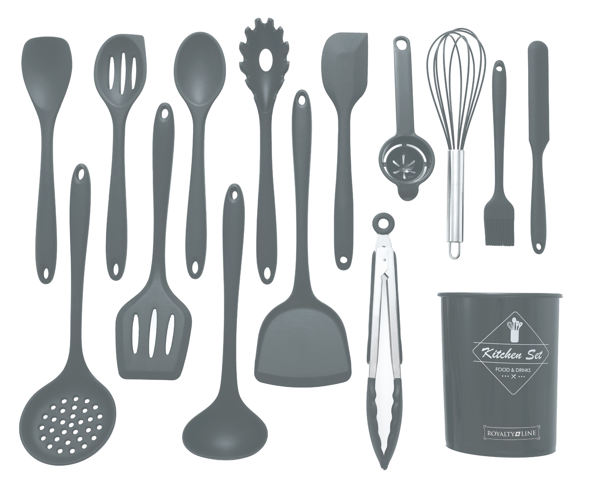 Keukengerei set met houder - 15 delig Zwart