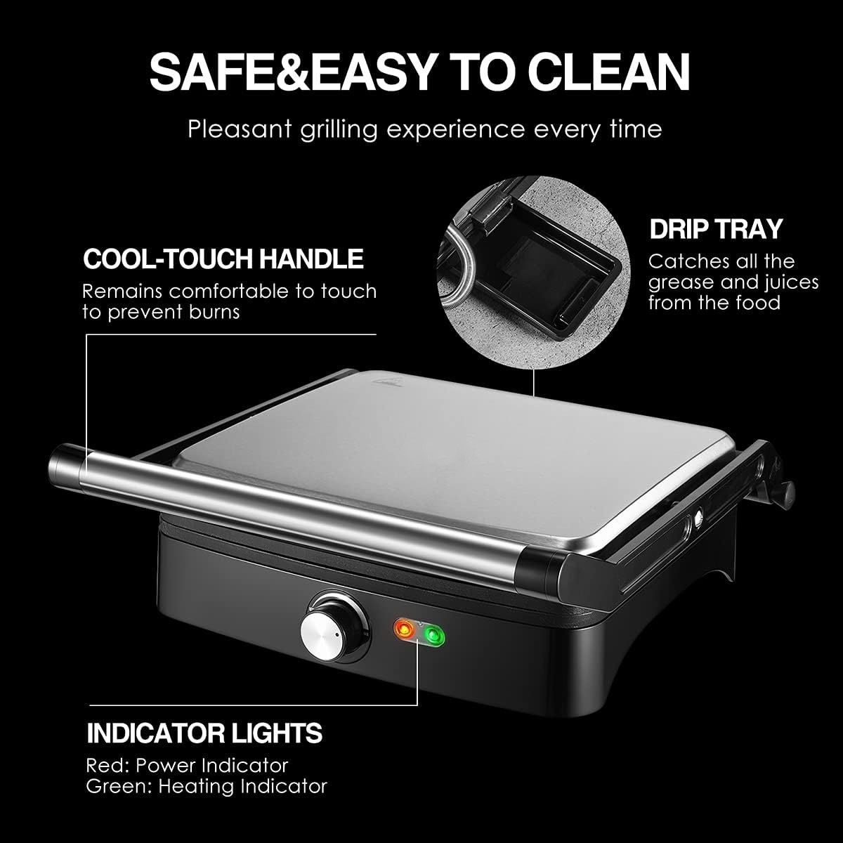 Panini Grill / Contactgrill - Zwart/RVS | Royalty line