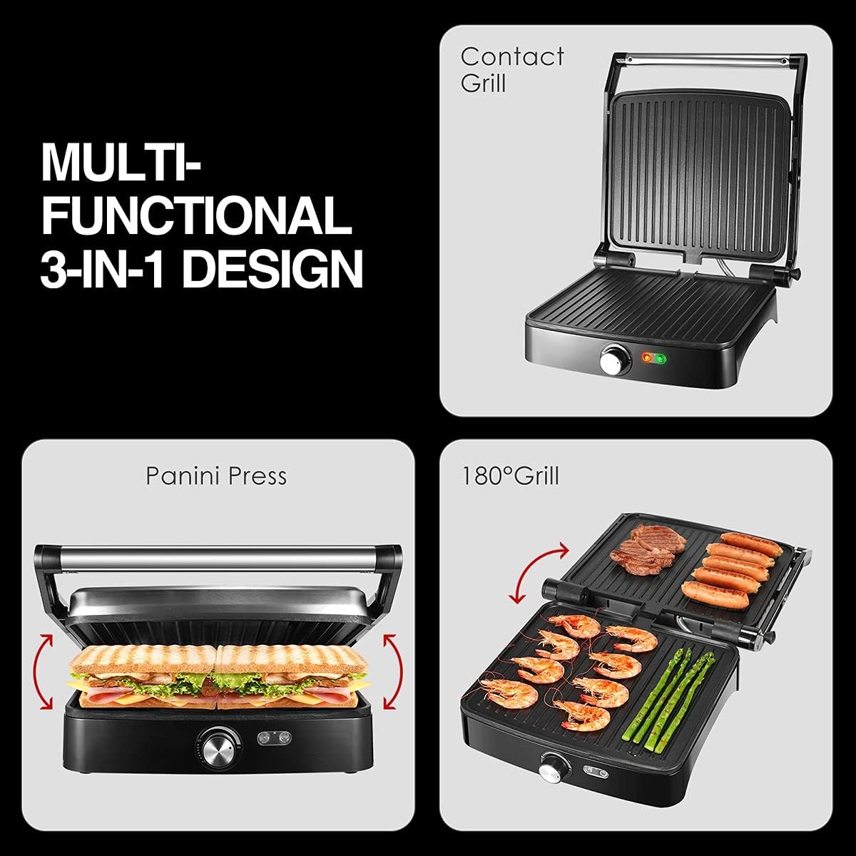 Panini Grill / Contactgrill - Zwart/RVS | Royalty line