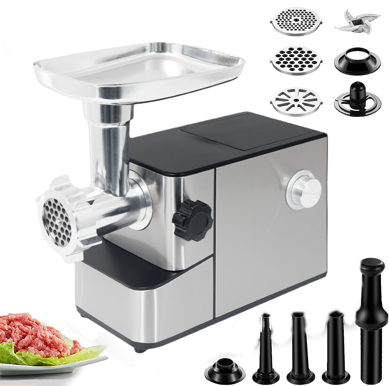 Elektrische gehaktmolen / vleesmolen | 2000 W | 3 snijplaten en worstenvuller | Royalty Line