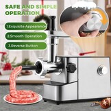 Elektrische gehaktmolen / vleesmolen | 2000 W | 3 snijplaten en worstenvuller | Royalty Line