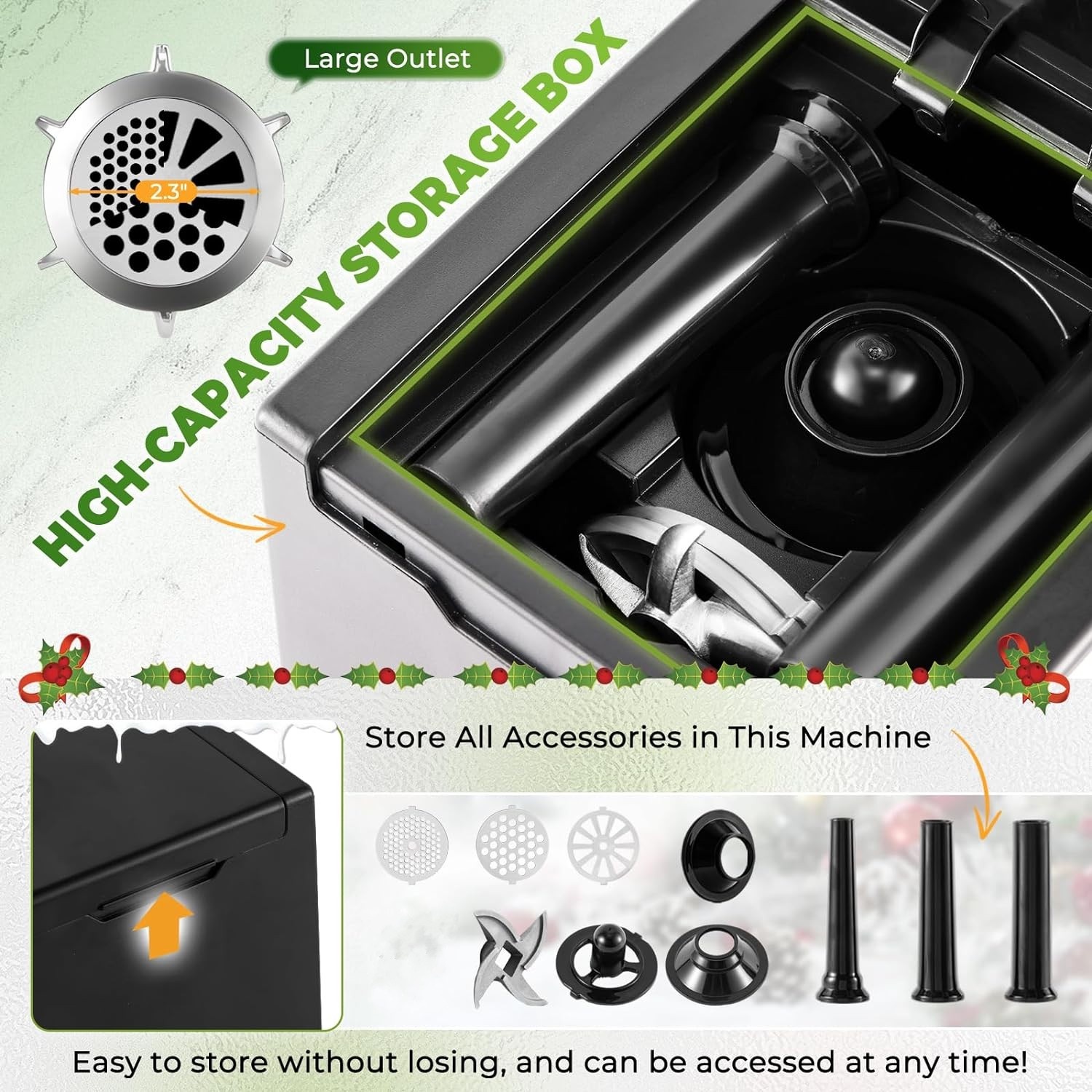 Elektrische gehaktmolen / vleesmolen | 2000 W | 3 snijplaten en worstenvuller | Royalty Line