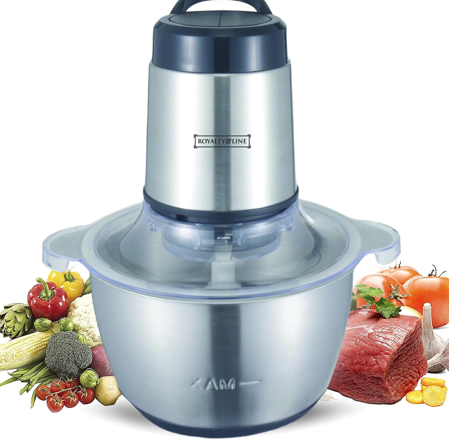 Elektrische Hakmolen 300W | 2 snelheden | Groentesnijder |1 liter glazen kom | RVS/glas