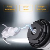 Elektrische Hakmolen 300W | 2 snelheden | Groentesnijder |1 liter glazen kom | RVS/glas