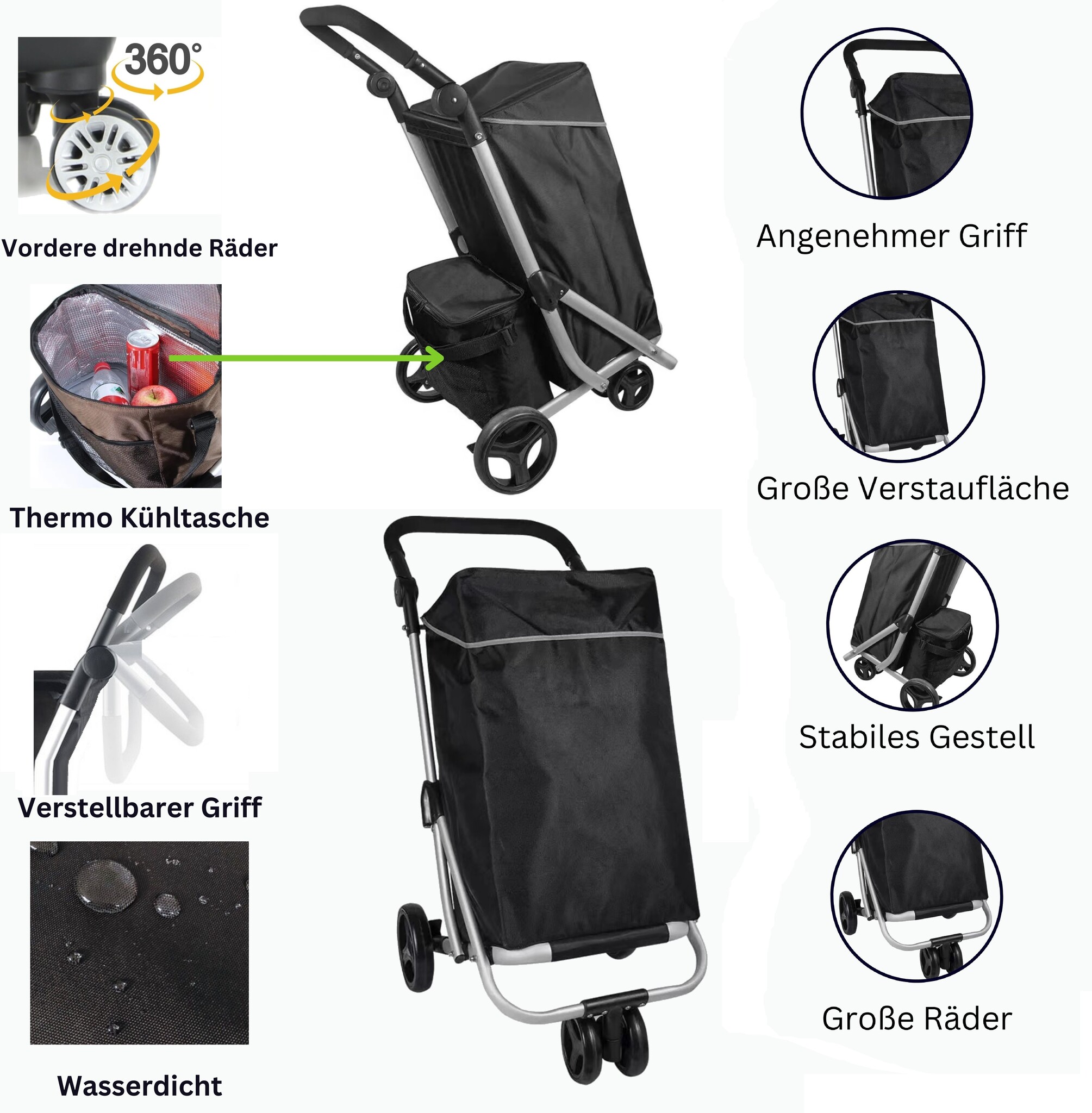 Boodschappentrolley met Koelvak | Opvouwbaar - 48L + 12L