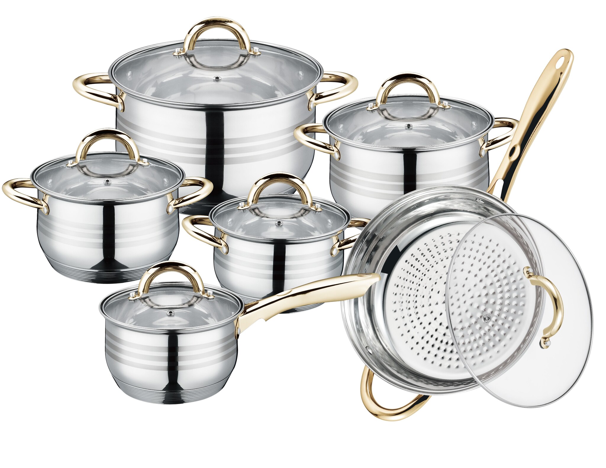 Niesen Pannenset 12 delig | GOUD/RVS | Royalty Line