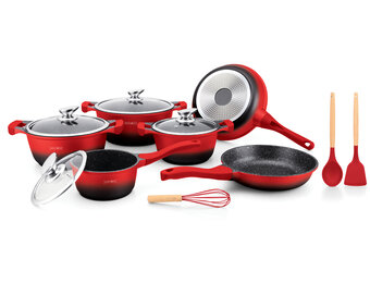 Grolley Pannenset 10 delig | Rood + Zwart