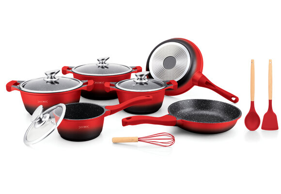 Grolley Pannenset 10 delig | Rood + Zwart