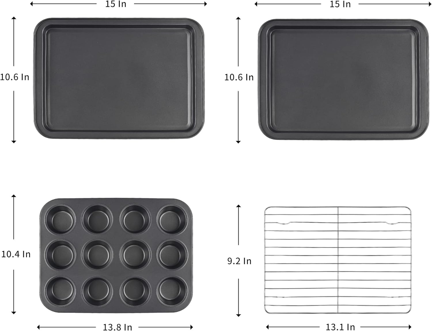 5 delig bakvormen set - muffinvorm - bakplaat - zwart | Royalty Line