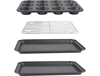 5 delig bakvormen set - muffinvorm - bakplaat - zwart